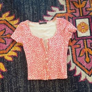 Pink cheetah print brandy top